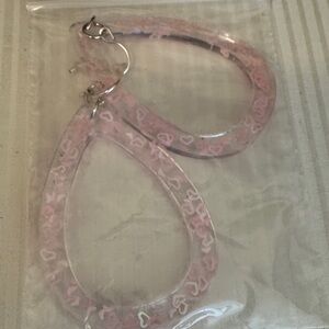 Pink Heart hoop Teardrop Earrings